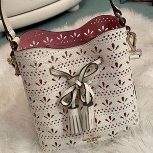 Adorable Kate Spade White Laser Cut Bucket Bag